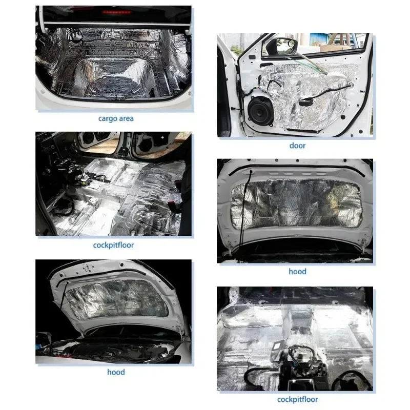 Tappetino Isolante Termico e Acustico Auto 200x50 cm Ignifugo – Pannello Insonorizzante in Alluminio, Antirumore e Anti Calore per Cofano, Porte e Interni - Campeda
