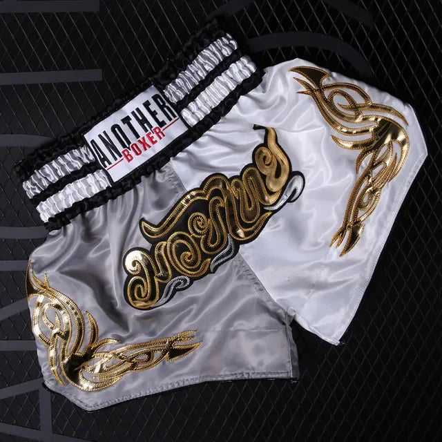 ANOTHERBOXER Muay Thai Pantaloncini MMA Ricamo Sport Fitness Combattimento Kickboxing - Pink S - immagine 31