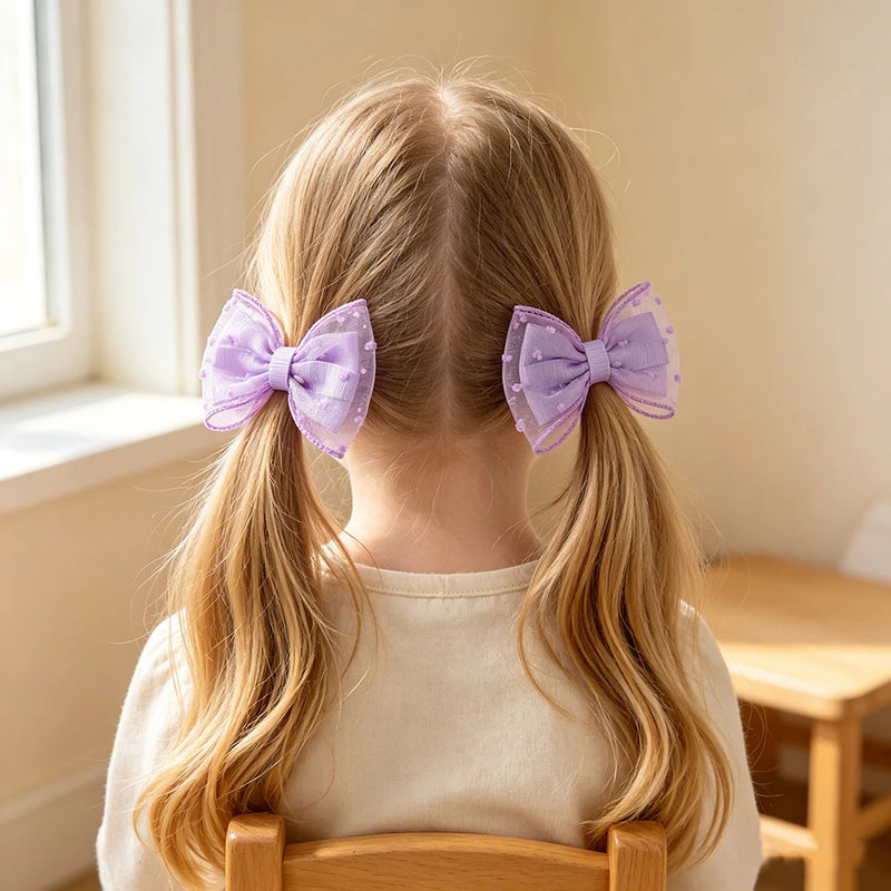 Fiocchi per capelli bambine set da 2 pezzi graziosi a doppio strato - immagine 17
