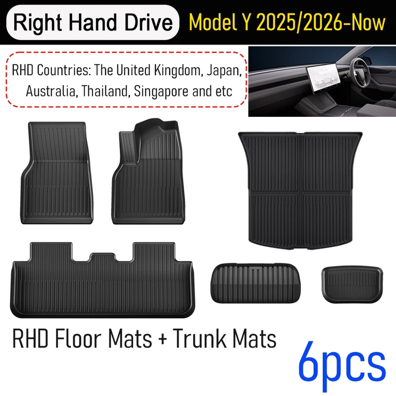 Tappetini Tesla Model Y Juniper 2025-2026 – Set Completo Bagagliaio + Schienale + Cargo Liner Impermeabili Antigraffio Accessori Interni - Campeda