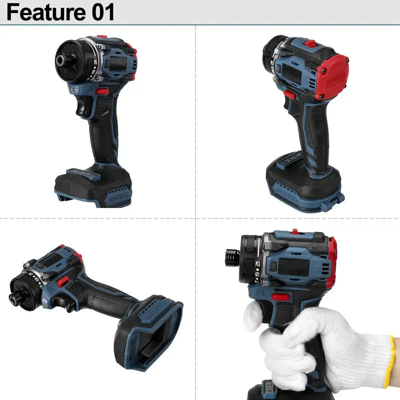 Cacciavite elettrico senza spazzole da 1/4 pollici 4000 giri/min 21 + 1 ingranaggi Trapano elettrico a batteria a due velocità per batteria Makita 18v