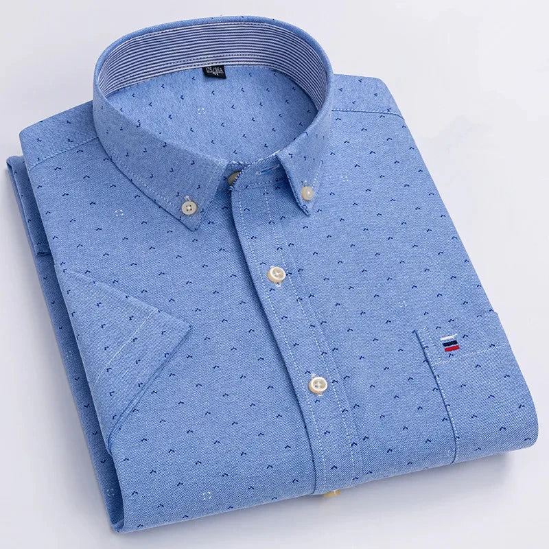 Camicia Oxford da uomo Bamboople – maniche corte, traspirante, casual business, plaid, estate e primavera - Campeda