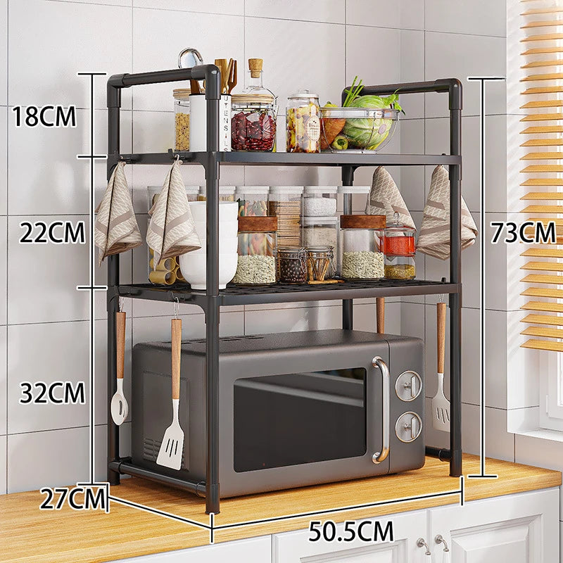 Scaffale da cucina Scaffale per microonde Scaffale organizer per condimenti Scaffale multistrato Semplice scaffale da appoggio per riordinare Accessori da cucina