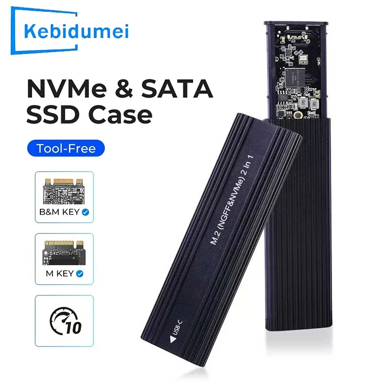 Custodia SSD NVMe SATA M.2 Protocollo singolo/doppio da 10 Gbps da M.2 a USB Tipo C 3.1 SSD Custodia per disco rigido esterno Supporto chiave M/B+chiave M