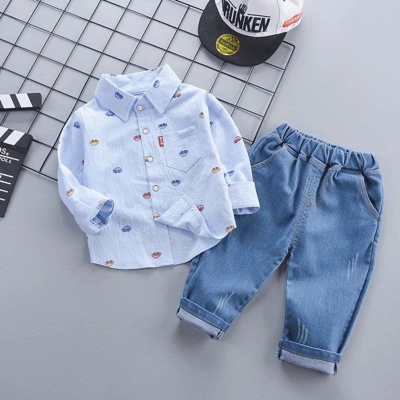 Primavera Autunno Neonati maschi Vestiti Vestito Infantile Abiti Per Bambini Camicia - immagine 3