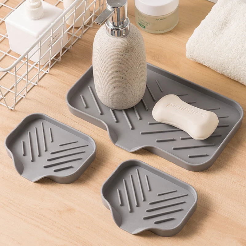 1/2pcs Lavello Della Cucina Vassoio In Silicone Con Scarico Sapone Spugna Supporto di Stoccaggio Controsoffitto Lavello Spazzola Scrubber Sapone cremagliera di Stoccaggio
