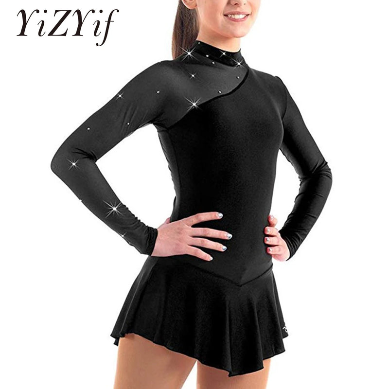 Body da ginnastica per ragazze Vestito balletto pattinaggio bambini Maniche lunghe