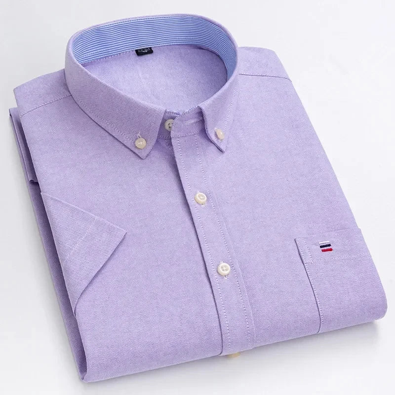 Camicia Oxford da uomo Bamboople – maniche corte, traspirante, casual business, plaid, estate e primavera - Campeda