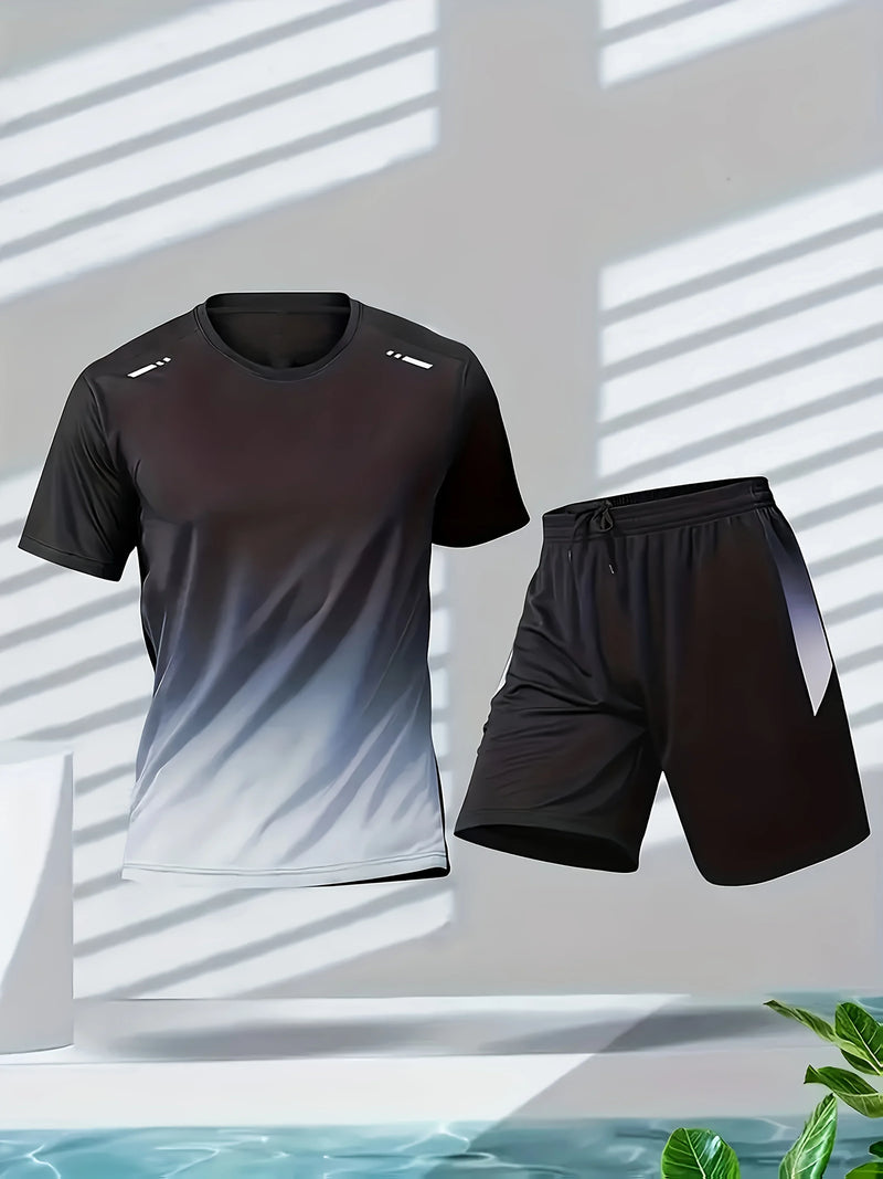 Abbigliamento sportivo da uomo maniche corte e pantaloncini in seta ghiaccio - immagine 2