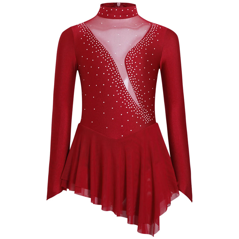 Ragazze Figura Pattinaggio su ghiaccio Vestito da balletto Palcoscenico Costume di - immagine 8
