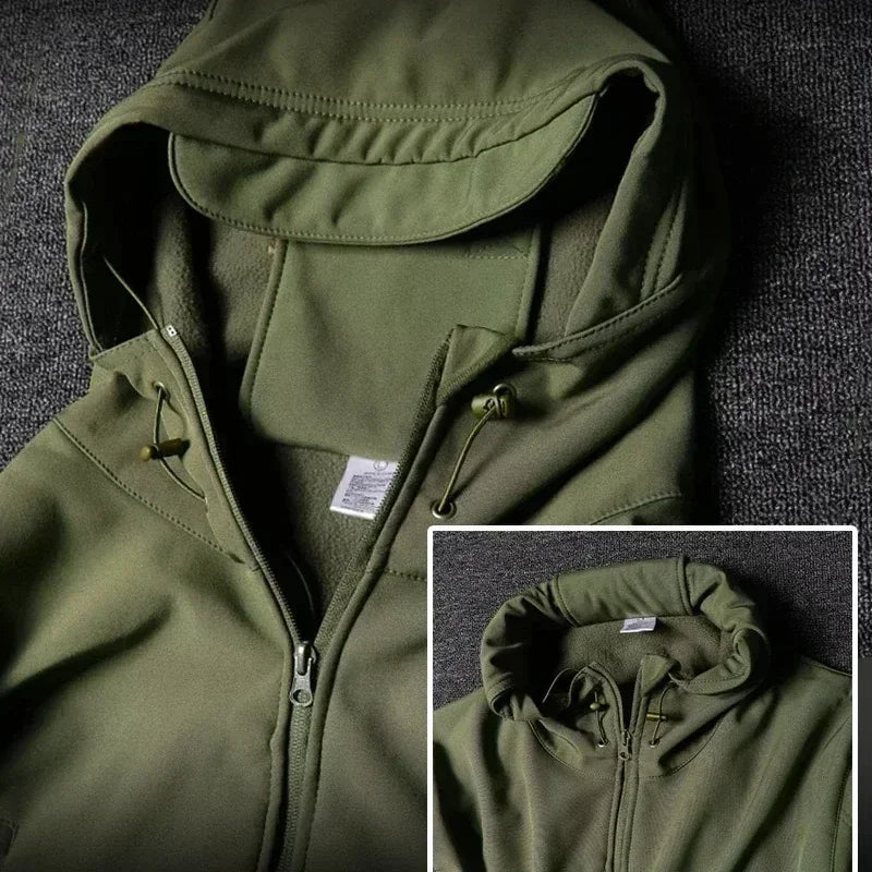 Set mimetico tattico da uomo impermeabile Soft Shell in pile tuta combattimento - immagine 3