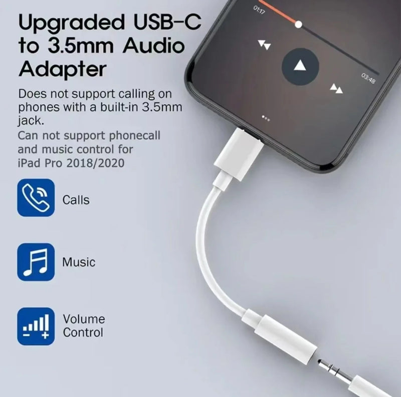 Adattatore Aux da tipo C a 3 5 mm 8 pin per iPhone - immagine 5
