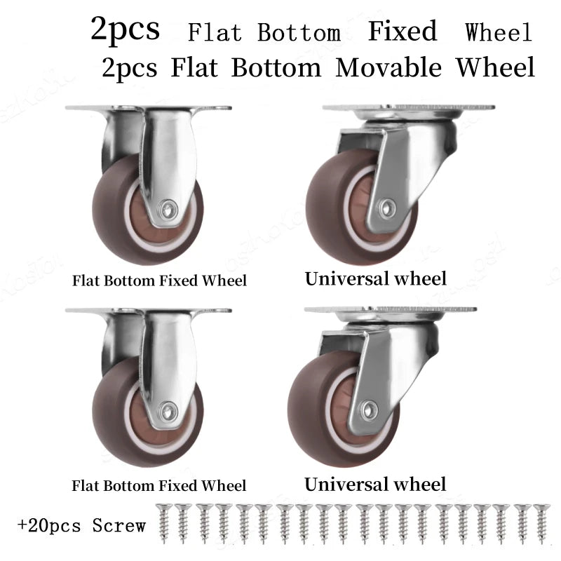 4 pz 1 1.25 1.5 2 Pollici Mobili Caster In Gomma Morbida Ruota - 1,5 pollici 2 Fixed 2 Movable-B - immagine 5