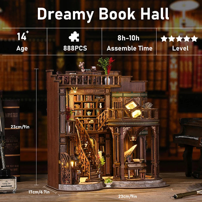 DIY Dream Study Book Nook in Legno  Puzzle 3D creativo da assemblare per libreria e decorazione