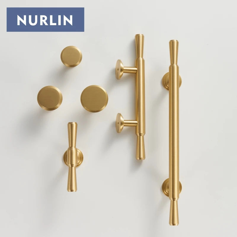 Nurlin Ottone massiccio Stile europeo di lusso Maniglia per mobili Manopole Barre a - immagine 3