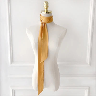Foulard lungo stretto donna 190x5 cm in chiffon tinta unita, sciarpa sottile elegante per collo, capelli e accessori borsa