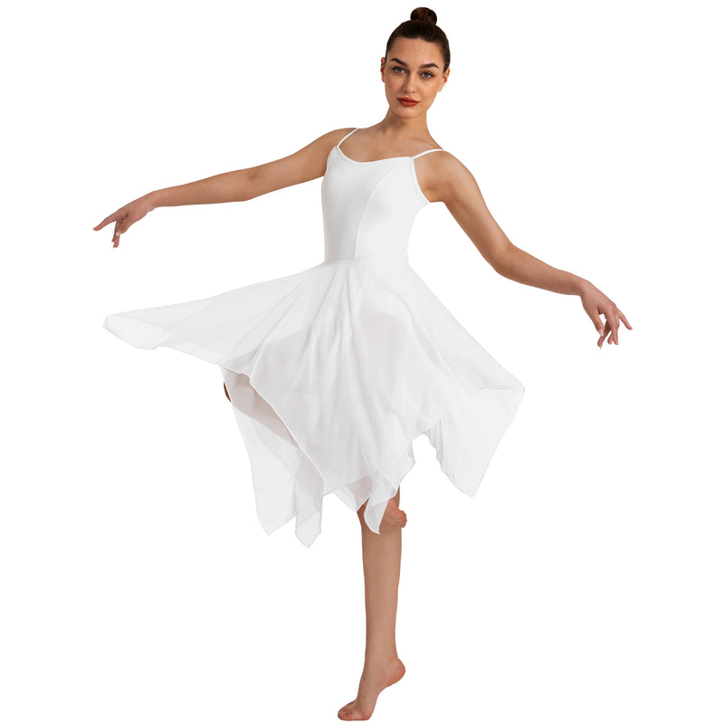 Abito lirico moderno da donna Canotta Costume ballo Balletto Asimmetrico Alto-Basso - immagine 3