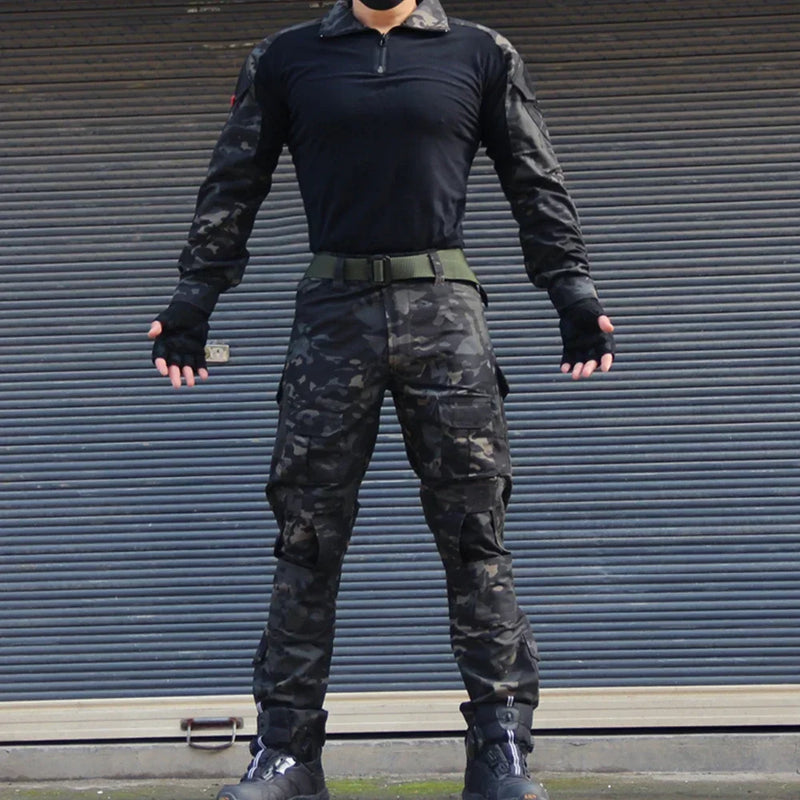 Kit tattici Tute mimetiche da esterno per uomo Uniforme combattimento Pantaloni - immagine 2