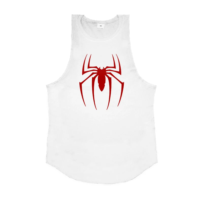 Canottiere da corsa stampate con ragno rosso T-shirt senza maniche traspirante in - M BIANCO - immagine 5