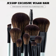 Jessup Set di pennelli per trucco bifacciali Fondotinta Contorno Blush Miscelazione - immagine 2