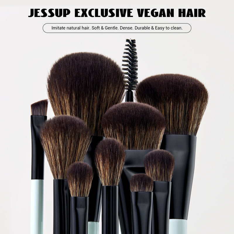 Jessup Set di pennelli per trucco bifacciali Fondotinta Contorno Blush Miscelazione - immagine 2