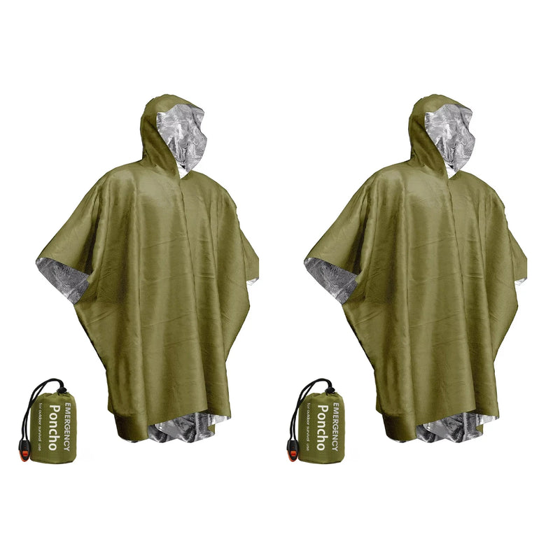 Impermeabile di emergenza Pellicola alluminio Poncho usa e getta Coperte antipioggia - As picture 2 pcs - immagine 4