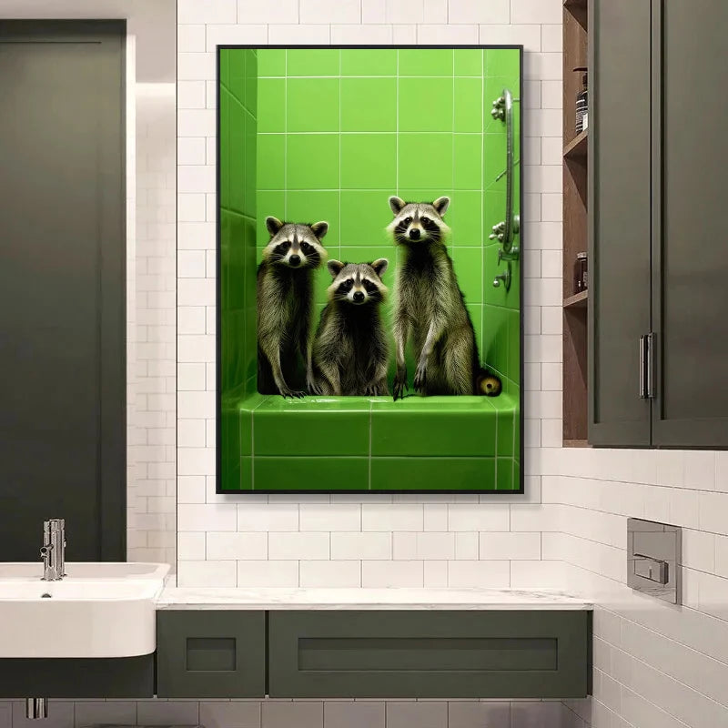 Scimpanzé Elefante Panda Animali Poster Stampa Divertente Arte Immagine da parete Pittura su tela per bagno Toilette Decorazioni per la casa Regalo