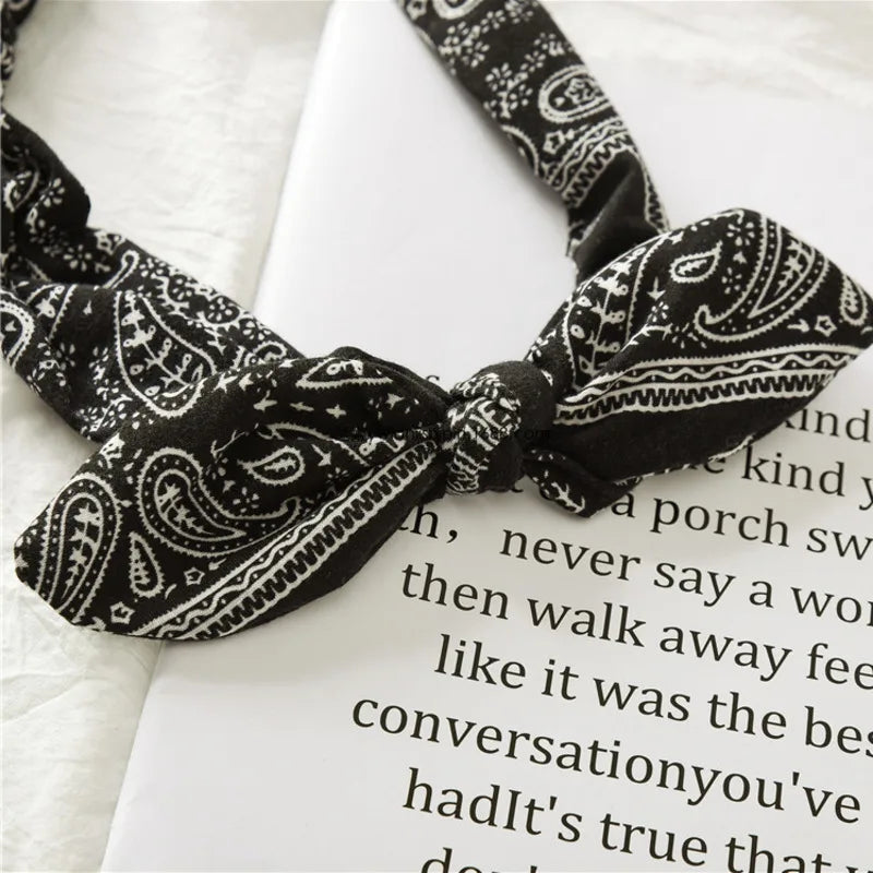 New Boho Women fasce morbide con stampa solida fasce per capelli elastiche con nodo incrociato Vintage turbante bandane fasce per capelli per ragazze accessori per capelli