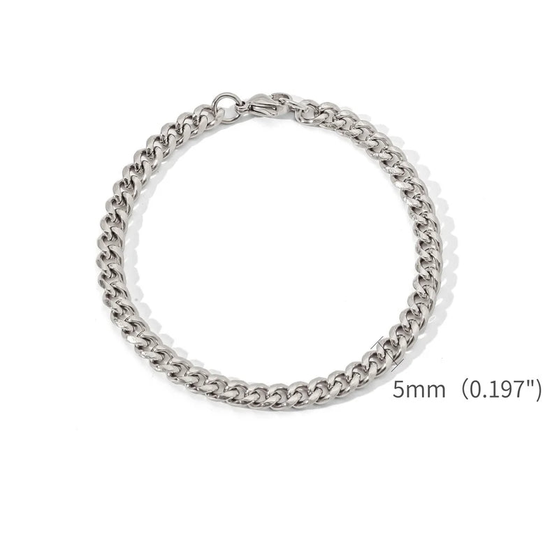 Bracciale da uomo a catena cubana in acciaio inossidabile color oro Bracciale retrò semplice per le donne Accessori di tendenza per gioielli Hip Hop Regalo - Campeda