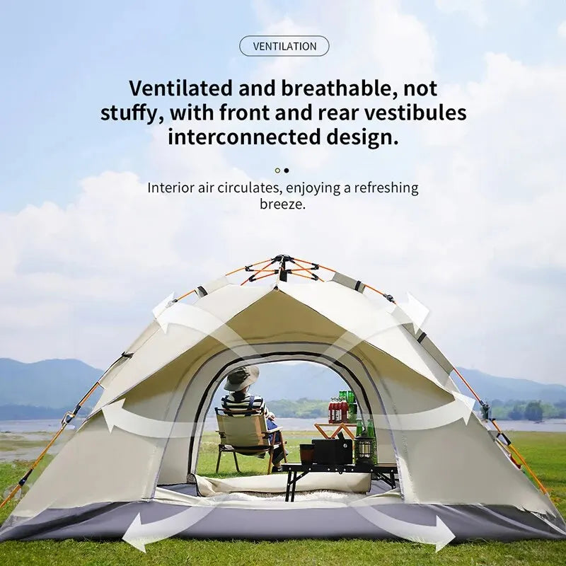 Tenda da Campeggio Automatica 3-4 Persone – Apertura Rapida Impermeabile e Anti-UV - Campeda
