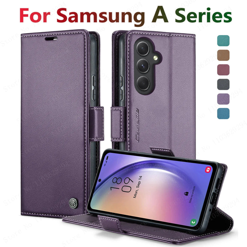 Custodia a portafoglio in pelle di lusso per Samsung Galaxy A54 55 53 52 71 72 73 51 34 32 15 Serie Custodia per cellulare Slot per schede Flip Cover