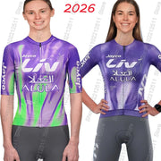 Completo Ciclismo Donna Jayco Alula Maglia a Maniche Corte e Salopette Bici da