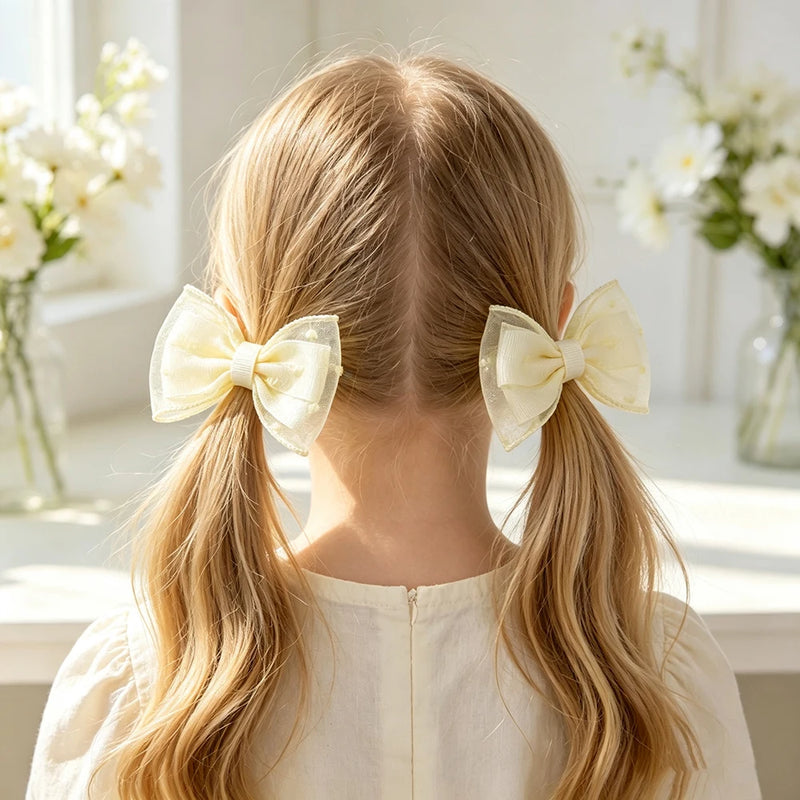 Fiocchi per capelli bambine set da 2 pezzi graziosi a doppio strato - immagine 13