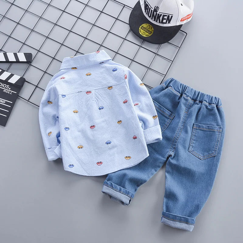 Primavera Autunno Neonati maschi Vestiti Vestito Infantile Abiti Per Bambini Camicia - immagine 4