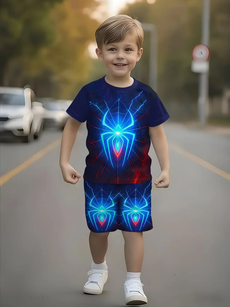 Completo estivo da 2 pezzi per ragazzi set rosso blu - immagine 5