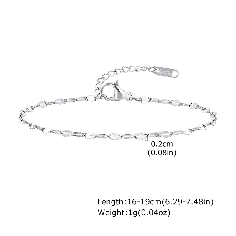 Bracciale a catena da donna color argento bracciali impilabili in acciaio inossidabile - immagine 11