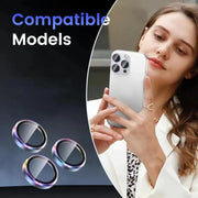 Set di protezioni per obiettivo fotocamera iPhone in lega di alluminio con vetro temperato