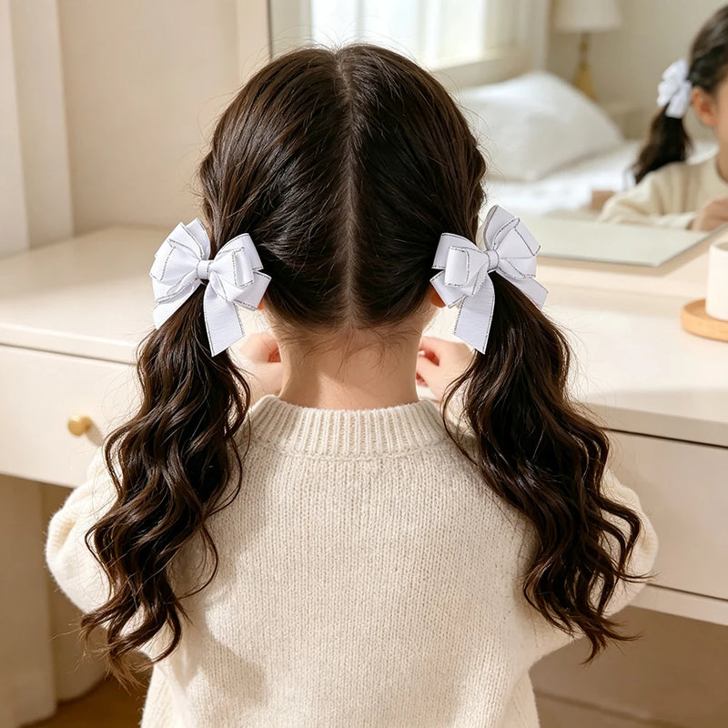 Fiocchi per capelli bambine set da 2 pezzi graziosi a doppio strato - immagine 8