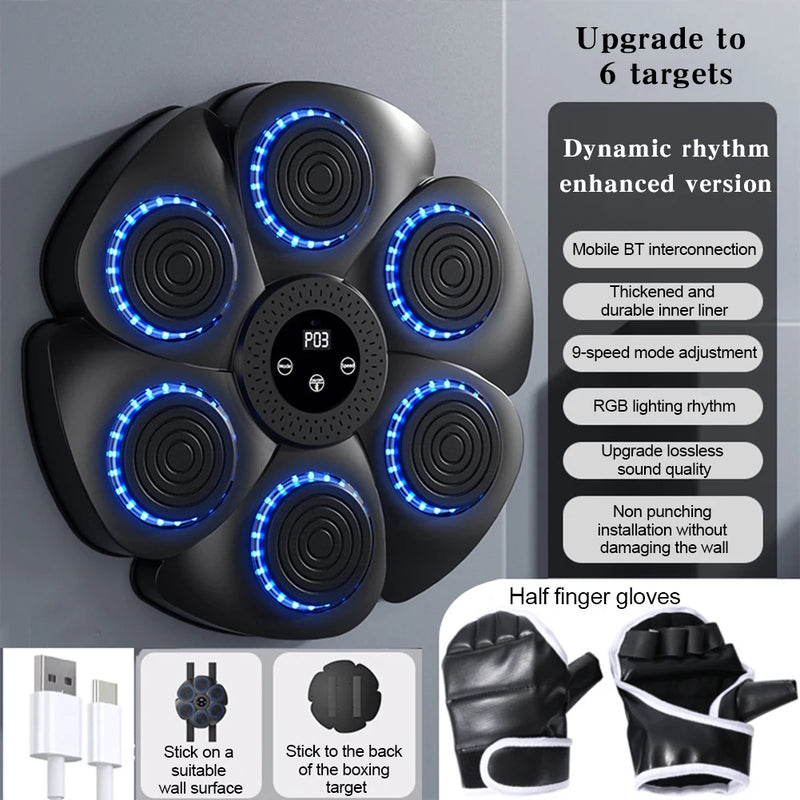 Smart Music Boxing Machine con LED RGB – Bersaglio da Boxe Bluetooth per Allenamento a Casa - Campeda