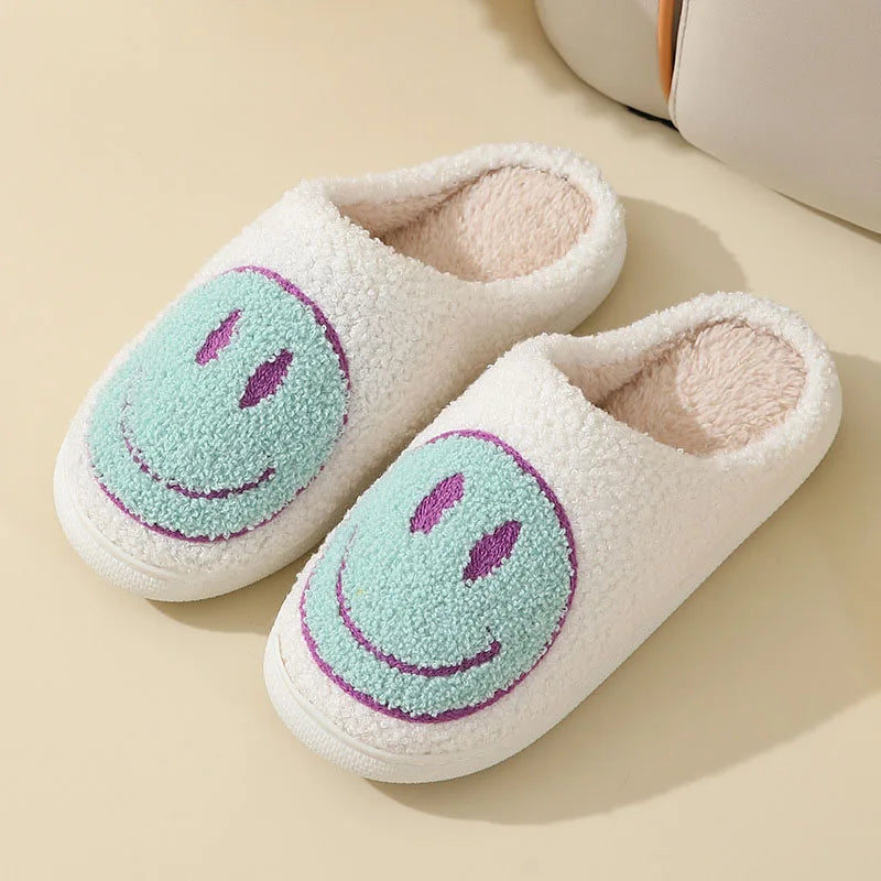 Sorriso carino Pantofole soffici da donna Inverno Interno Punta chiusa Pantofole calde per coppia Donna antiscivolo Tacco piatto Pelliccia Scivoli per la casa Scarpe