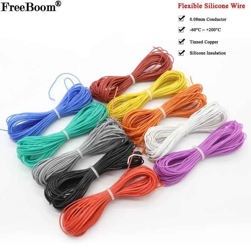 Cavo resistente al calore 1M/5M 30 28 26 24 22 20 18 16 15 14 13 12 10 AWG Filo di silicone ultra morbido Rame flessibile ad alta temperatura - AliExpress 13