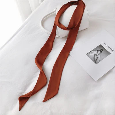 Foulard lungo stretto donna 190x5 cm in chiffon tinta unita, sciarpa sottile elegante per collo, capelli e accessori borsa