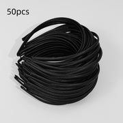 50 pezzi Fasce per capelli in raso di plastica 1 cm Donna Fascia - immagine 6