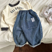 Autunno Bambini Pantaloni in denim Jeans larghi per ragazzi e ragazze Casual Trendy