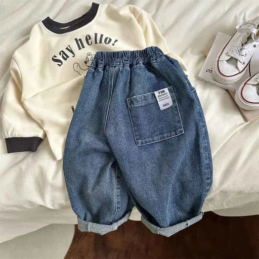 Autunno Bambini Pantaloni in denim Jeans larghi per ragazzi e ragazze Casual Trendy