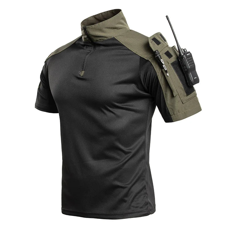 Maglia Tattica da Combattimento per Uomo Manica Corta con Zip 1/4 - immagine 3