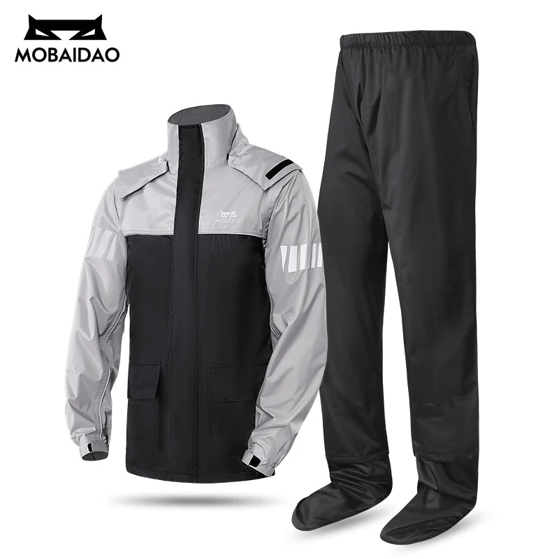 Tuta antipioggia per moto Set giacca e pantaloni impermeabili equitazione - Black Grey M - immagine 11