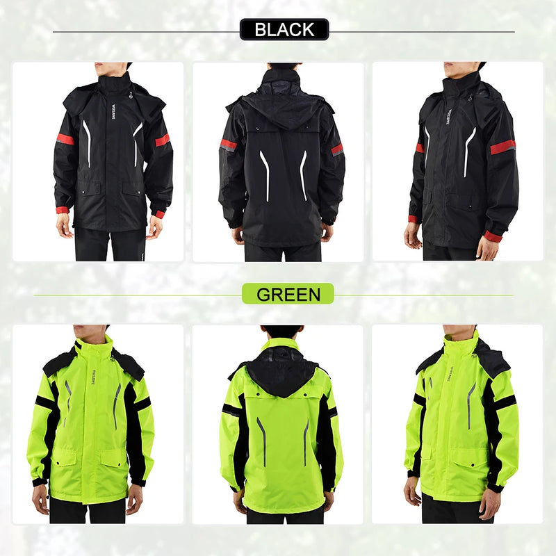 WOSAWE impermeabile da moto riflettente uomo tuta Motocross giacca antipioggia divisa - immagine 2