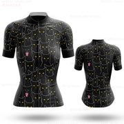 Set Maglia Ciclismo Donna Gatto Cartone Animato Divertente Estivo Abbigliamento Bici - only jersey 8 S