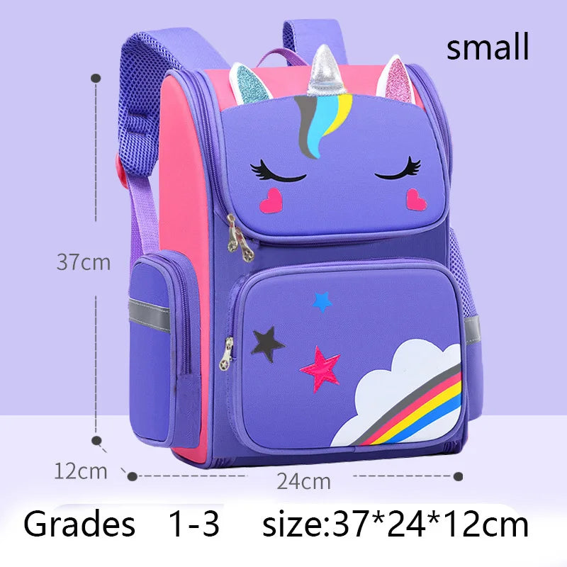 Zaino bambina unicorno impermeabile, zaino scuola ragazza con occhi arcobaleno, zaino viaggio leggero per bambine e adolescenti